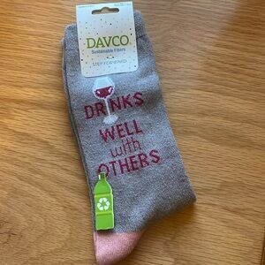 Gray, pink socks. Womens.